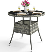 YITAHOME Outdoor Dining Table Round for 4 31.5" Patio Dining Table with Easy-to-Clean Glass Tabletop - Photo 7