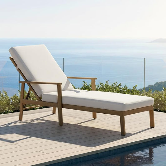 Outdoor Chaise Lounge, Aluminum Chaise Lounge Outdoor with Cushion, 6-Position Adjustable Pool Chaise Lounge Chairs, Outdoor Pool Recliners Chair for Beach, Yard, Poolside