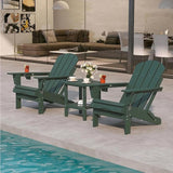 Green 6-Piece Folding Adirondack Chair Set with Cup Holders, Ottomans - Photo 1