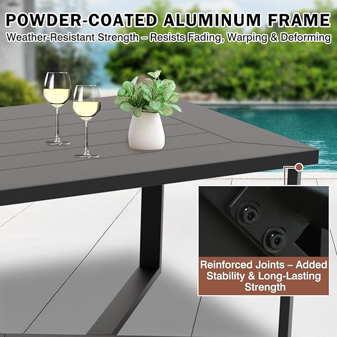 EAGLE PEAK Urban Slate Modern Outdoor Coffee Table, Weather-Resistant Steel Accent Patio Table for Backyard, Garden, Deck, Porch, or Balcony, Black