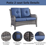 Belord 6 Pieces Patio Furniture Set Outdoor Wicker Furniture, 2 Patio Wicker Chairs with 1 Loveseat Sofa - Photo 4