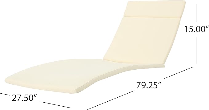 Christopher Knight Home Salem Outdoor Water Resistant Chaise Lounge Cushion, Beige - Photo 3