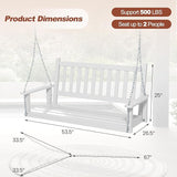Tangkula 2 Person Wooden Porch Swing, Hanging Patio Swing with 2 Adjustable Galvanized Metal Chains, Slatted Back & Seat - Photo 7