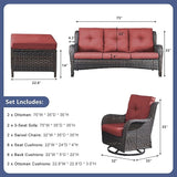 Rilyson Wicker Patio Furniture Set - 6 PC Rattan Outdoor Sectional Conversation Sets with 2 Rocking Swivel Chairs - Photo 5