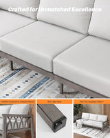 Outdoor Aluminum 3-Seat Sofa, Patio Couch with 5.9'' Thick Cushions, Weather-Resistant Outdoor Club Sofa Couch - Photo 7