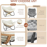 TLSUNNY Outdoor Papasan Rocking Chair, Oversized Padded Lounge Rocker with Cushion, Comfy Wicker Egg Lounge Chair - Photo 7