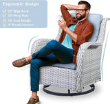 Belord 5 Piece Wicker Patio Furniture Set, Outdoor Swivel Rocker Chairs Set of 2 with Ottomans and Side Table - Photo 2