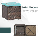 Tangkula 2 Pieces Patio Ottomans, Patiojoy Hand-Woven PE Rattan Side Table with Removable Cushion & Hidden Storage Space - Photo 9