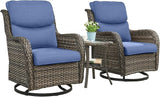 Rilyson Wicker Rocking Chair Swivel Chairs - 3 Piece Rocker Patio Furniture Set Rattan Rocking Bistro Sets with Glass - Photo 2