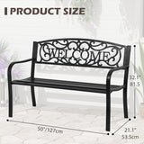 Outdoor Garden Bench Metal Furniture Chair Porch Chair for Yard & Park, Black - Photo 2