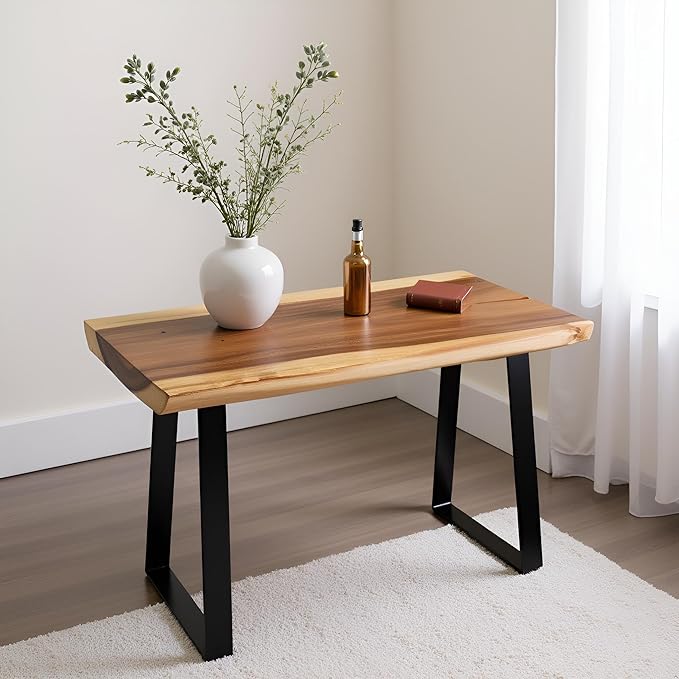 Natural Solid Wood Bench 32"x14"x18"H Live Edge Wooden Entryway Bench Rustic Rectangle Coffee Side Table Living Room Bedroom Bathroom Patio Outdoor Garden Foot Rest Stool