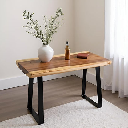 Natural Solid Wood Bench 32"x14"x18"H Live Edge Wooden Entryway Bench Rustic Rectangle Coffee Side Table Living Room Bedroom Bathroom Patio Outdoor Garden Foot Rest Stool