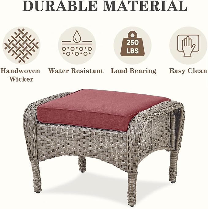 Belord 5 Piece Patio Rocking Chairs Furniture Set - Outdoor Wicker Furniture with Ottomans and Side Table - Photo 8