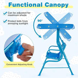 Costzon Kids Porch Swing, All-Weather Patio Swing Bench Hammock w/Adjustable Canopy & Safety Belts for 2 Children - Photo 2