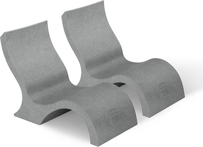 Ledge Lounger - Signature Lowback Chair - for in-Pool or On-Deck Use - Water Depths 0-9” - Compatible with All Types - Resin Water Chairs - for Pool, Sundeck, Patio - Set of 2 - Granite Gray