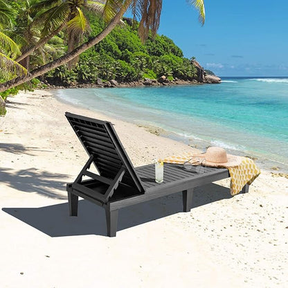 Giantex Outdoor Chaise Lounge Patio Recliner Chair with 5-Position Adjustable Backrest, Weather-Proof & Rust-Resistant Chaise Lounger for Patio, Beach, Balcony, Poolside