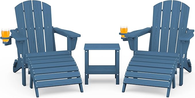SERWALL 5-Piece Adirondack Chair and Ottoman and Table Set - Photo 1