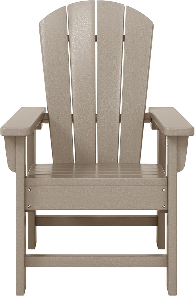WestinTrends Malibu Kids Outdoor HDPE Adirondack Plastic Patio Chair, Weathered Wood