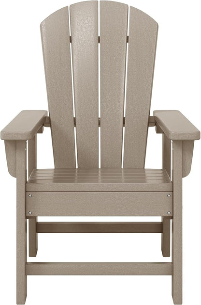 WestinTrends Malibu Kids Outdoor HDPE Adirondack Plastic Patio Chair, Weathered Wood