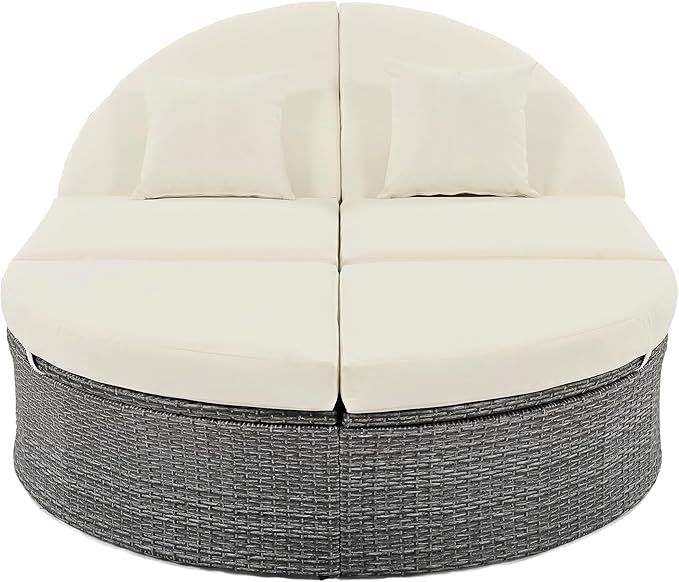 Outdoor Sun Bed Patio 2-Person Daybed with Cushions and Pillows - Photo 5