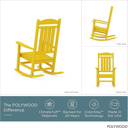 POLYWOOD R100LE Presidential Outdoor Rocking Chair, Lemon