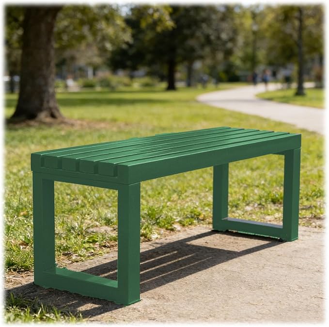Outdoor Patio Furniture, Garden Bench Seat, Metal Porch Bench, Outdoor Benches Weatherproof 3.3ft 3.9ft 4.9ft 5.9ft Steel Outside Chair for Lawn Yard Work Entryway Outside Seating(Green,5.9ft)