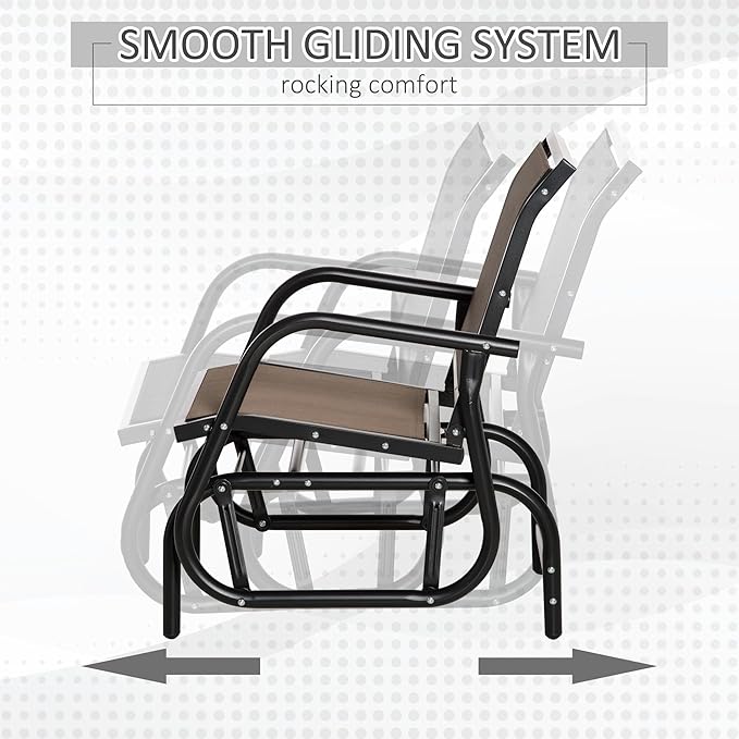 Outsunny Porch Glider, Metal Frame Swing Glider Chair with Breathable Mesh Fabric - Photo 4