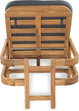 Christopher Knight Home Kayas Acacia Wood Chaise Lounge with Adjustable Backrest, 77.5" Outdoor Sun Lounger with Cushion - Photo 6