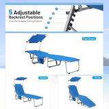 Giantex Outdoor Folding Chaise Lounge, Portable Tanning Chair with 5 Adjustable Positions, 360°Rotatable Canopy Shade - Photo 3