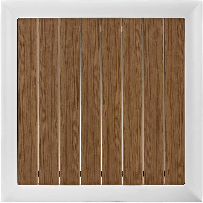Modway Stance Outdoor Patio Contemporary Modern Wood Grain Aluminum Accent Side Table In White Natural - Photo 4