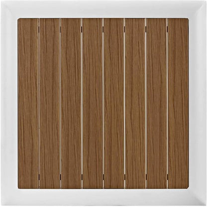 Modway Stance Outdoor Patio Contemporary Modern Wood Grain Aluminum Accent Side Table In White Natural
