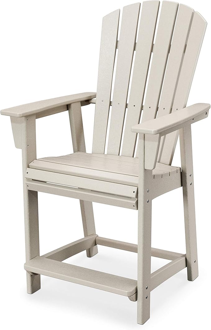 POLYWOOD® Nautical Curveback Adirondack Counter Chair in Sand