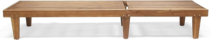 GDFStudio Outdoor Wooden Chaise Lounge, Set of 2 with Teak Finish