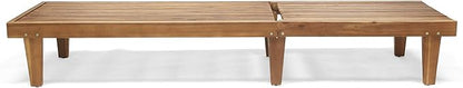 GDFStudio Outdoor Wooden Chaise Lounge, Set of 2 with Teak Finish