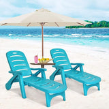 Giantex Patio Chaise Lounge Recliner on Wheels, Folding Deck Chair with Armrests, 5 Adjustable Positions for Poolside - Photo 2