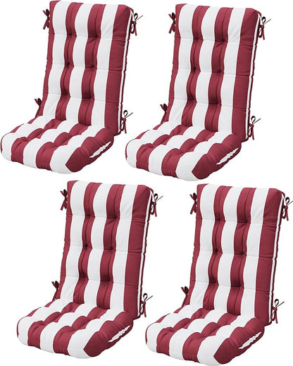 SERWALL HDPE Outdoor Rocking Chair Cushion Set of 4, Memory Foam Cushion Red White