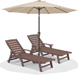 SERWALL Patio Chaise Lounge Chair Set of 2 with 9FT Patio Umbrella, 78'' HDPE Outdoor Lounger - Photo 1