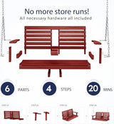 KINGYES Outdoor Hanging Patio Swing Set of 2, 2 Seat Swing Chair with Cup Holders - Photo 5
