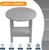 MXIMU Round Outdoor Side Table Adirondack Tables 18 Inch Chairside End Tables with Storage Shelf - Photo 6