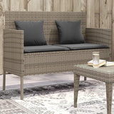 Garden Bench Deck Bench Patio Bench with Cushions Gray Poly Rattan - Photo 1