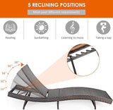 Tangkula Outdoor Folding Chaise Lounger, Rattan Patio Lounge Chair with Removable Thick Cushion, 5 Adjustable Levels - Photo 7