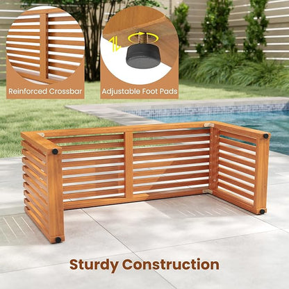 RELAX4LIFE 2-Person Wooden Outdoor Bench - 36’’ Acacia Wood Backless Patio Garden Bench w/Slatted Seat, Indoor Outside Dining Loveseat Furniture for Entryway Park Porch, 800LBS Weight Capacity (2)