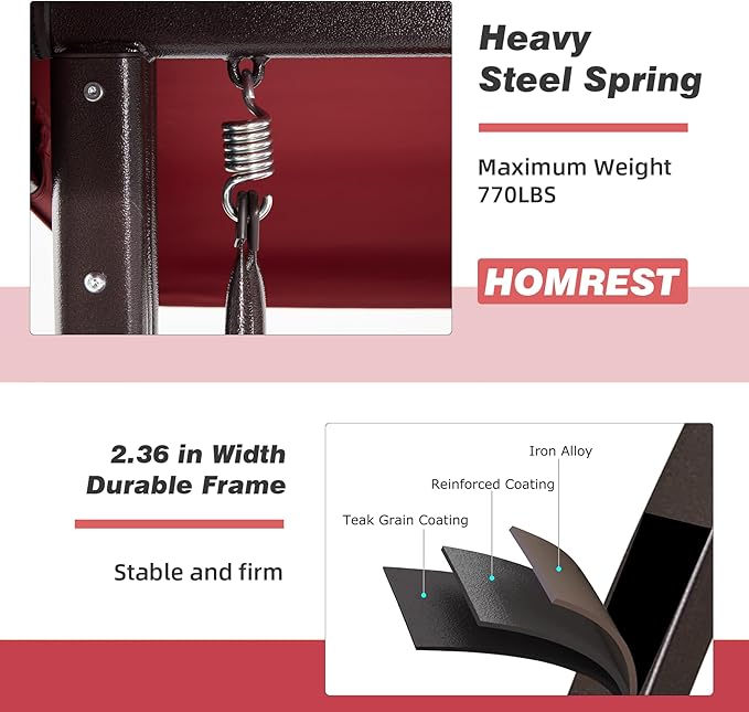 HOMREST 3 Seat Outdoor Porch Swing with 1.5" Deepened Cup Holder, Adjustable Canopy, Patio Swing Bed with Stand - Photo 3