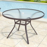 Round Outdoor Dining Table for 4 Person, 40 inch Glass Top - Photo 1