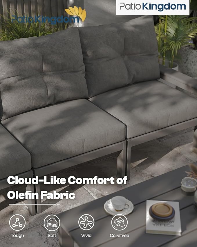 Grey HDPE Outdoor Patio Furniture Set - Photo 4