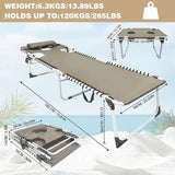 Sun Tanning Chair with Face Hole 5-Position Folding Lounge Chair Outdoor with Portable Beach Table for Poolside - Photo 2