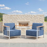 10-inch Thick Cushion Outdoor Furniture Set, 2-Piece Patio Chair Set, Made of PE Material with Wood Grain armrests - Photo 1