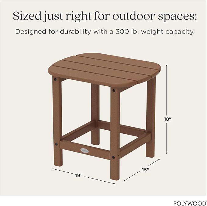 POLYWOOD SBT18TE South Beach 18" Outdoor Side Table, Teak