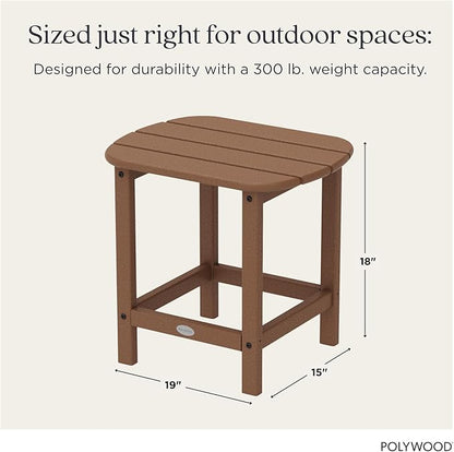 POLYWOOD SBT18TE South Beach 18" Outdoor Side Table, Teak