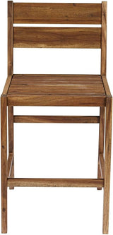 Teal Island Designs Nova Natural Acacia Wood Outdoor Bar Stools Set of 2 Brown 24" High Farmhouse Rustic Plank Seat - Photo 3